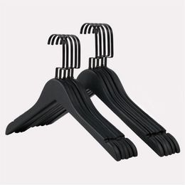 High Quality Black Wood Clothes Hanger for Suit Coat Shirt Adult Kids Black Wooden Pants Skirt Hanger with Clips 12 Pcs Lot 2264z