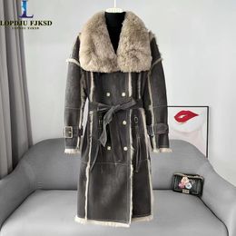 Womens Fur Faux Real Leather Rabbit Coat for Women Thick Warm Lamb Jacket Loose Overcoat Female Clothing High Quality Winter 230922