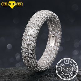 Wedding Rings Hip Hop Real 925 Sterling Stamp Ring Luxury Full Cubic Zircon Gold Charm Jewellery Punk Male Women Finger Size 7 10 Unisex 230921