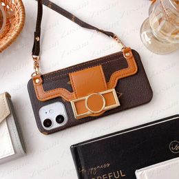 Designer Floral Phone Cases For IPhone 15 14 13 11 Pro Max 12 Pro Max PU leather Card Pocket Cellphone cover 12pro 14pro case with Strap