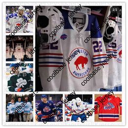 Custom College Rochester Americanos Hóquei John Peterka Jack Quinn Michael Mersch Arttu Ruotsalainen Ethan Prow Brandon Biro Sean Malone Linus Jersey