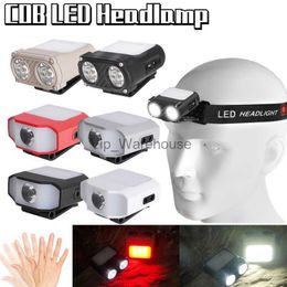Head lamps Sensor Cap Clip on Light Headlight Type-C Charging COB LED Headlamp 5 Modes Waterproof Head Lamp for Outdoor Camping Fishing HKD230922
