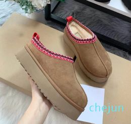 Chestnut Fur Black sheepskin Tazz Mules woman Men Ultra Mini platform boot Shoes Suede Upper Comfort Fall Winter