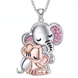 Pendant Necklaces Fashion Mother Child Elephant Necklace Two-color Engagement For Women Animal Jewellery Anniversary Gift