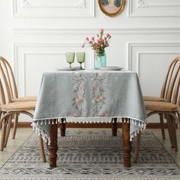 Table Cloth Embroidered Tablecloth Rectangular Imitation Cotton And Fabric Linen Tea For Picnic Garden Dining Room