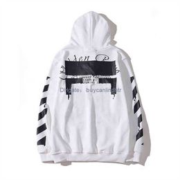 Painted Arrow X 2023 Sweater %60 Stripe Off Style Crow Trendy Fashion Loose Hoodie Men's and Women's Designer Coatjqm1off Pullover Offs Whites And Black HKDA