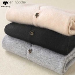 Women's Sweaters Star buckle 100% cashmere cardigan women thin coat short section autumn v-neck collar long sleeve sweater female outwear V191212 L230922