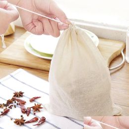 Coffee Tea Tools 100 Pieces Kitchen Food Muslin Cotton Storage Dstring Bags Empty Philtre Sachet Mti Size Soap Cooking Cheesecloth P Dhajo