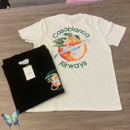 Men's T-Shirts 2024ss Stock CASABLANCA T-shirts Oversized Fruit Airplane Printing Cotton T Shirt for Men Women