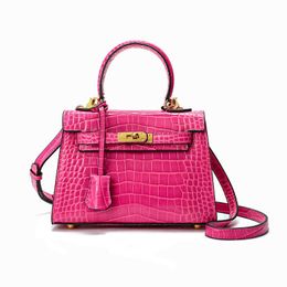 A Kaily Luxury Bag Genuine Leather Women's New Crocodile Second Generation Portable Mini Cowhide One Shoulder Oblique Straddle Guangzhou