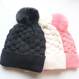 Berets With Wool Ball Knitted Cap Padded And Thickened Men Women Models Ear Warm Woollen Against The Cold
