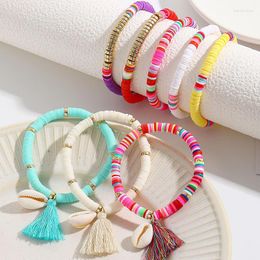 Strand Colourful Tassel Soft Ceramic Shell Bohemian Bracelet For Women Fashion Matching Versatile Friendship Gift