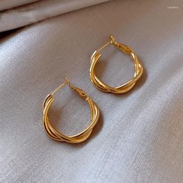 Hoop Earrings FEEHOW Ins Korean Metal Circle For Women Punk Silver Plated Cross Earring Fashion Ear Statement Jewellery