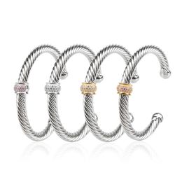 Luxulry Bangle Bracelet Men Women Twisted Wire Round Head Fashion Versatile Platinum Plated Jewellery 7MM