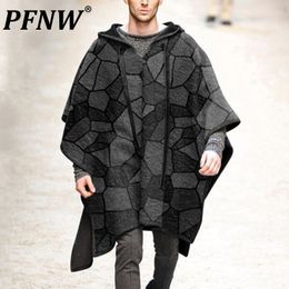 Men's Wool Blends PFNW National Niche Design Style Loose Casual Cloak Shawl Pullover Woolen Coat Fashion Jackets Autumn Winter 12A5933 230921