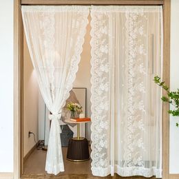 Curtain White LAce Curtain Sheer Princess Tulle Drapes Solid Tulle Voile Organza Curtains Partition for Living Room Bathroom Decor 230922