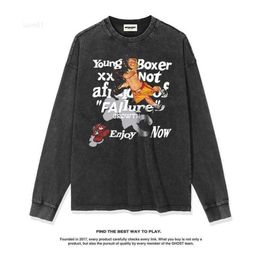 2022 Autumn/winter New Product American Street Boxing Children's Printed Long Sleeve T-shirt Loose Cotton Base for Men and Women68jp