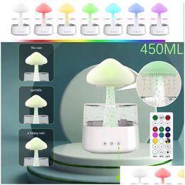 Novelty Items Mushroom Rain Essential Oil Diffusers Colorf Night Light Mini Water Diffuser Moisturize Skin Home Decor For Bedroom Ki Dhjzq