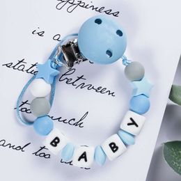 New Baby Personalised Name Handmade Pacifier Clips Holder Chain Silicone Pacifier Chains Five Star Baby Teether Teething Chain