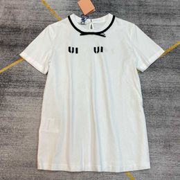 Good Goods Quality Classic Bow Decoration Simple Letter Printing T-shirt Top for Women