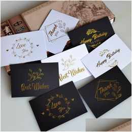 Other Event Party Supplies 100Pcs Creative Greeting Cards Mini Wedding Thank You Mes Gift Box Decoration Birthday Card 20220830 E3 Dhcvv