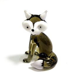 Decorative Objects Figurines Handicrafts miniature Grey murano glass figurine cute animal small statue Ornament gift for kid Home Decor charm Accessories 230920