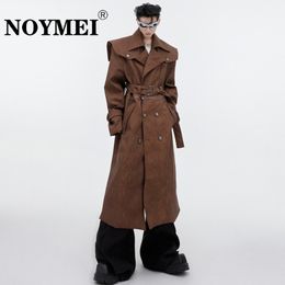 Men's Trench Coats NOYMEI Niche Windbreakers Leather Coat Detachable Short Long Over Knee Cape Silhouette 2023 Trend Overcoat WA2812 230921