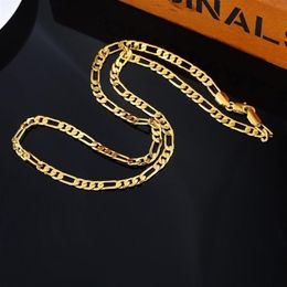 24K Gold Platinum Plated Chain Necklace 4 5mm Men's NK Links Figaro 20 inches 50cmsize 20''24'' color252N