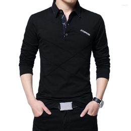 Men's Polos Men Polo Shirt Brand Spring Summer Autumn Mens Casual Fashion Cotton Solid Colour Turn Down Long Sleeve Shirts Clothing