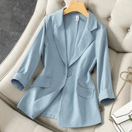 Women's Suits Suit Jacket Fashion 5XL Women Blazer 2023 Spring Autumn Slim Waist Solid Coat Thin Short Top