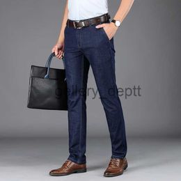 Men's Jeans TFETTERS Business Jeans Men Pants Fashion Straight Solid Comfortable Thin Men Pants New Elastic Regular Smart Casual Denim Jeans J230922