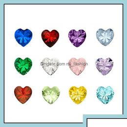 Jewellery Charms Findings Components Mix 12 Colours Heart/Round/Star Birthstone Crystal Birthday Stone Floating Locket For Living Memory Dhv5B