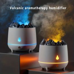 1pc Large Flaming Mountain Aromatherapy Machine - Ultrasonic Simulation Volcano Humidifier For Home, Office, And School - Cute And Aesthetic Air Fresheners