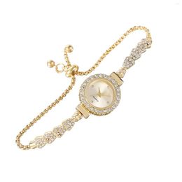 Wristwatches Women's Diamond Watches Bracelet Round Dial Chain Link Analog Bangle Wrist Watch For Girlfriend Birthday Gift