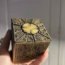 Decorative Objects Figurines Lament Puzzle Box Lock Hellraiser 1 1 Puzzle Box Removable Lament Horror Film Series Cube Full Function Needle Props Model 230922