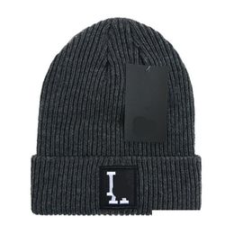 Beanie/Skull Caps Wholesale Winter La Beanie Hat Men Women Cap Ski Hats Snapback Mask Cotton Skl Unisex Cashmerework Big Horse Luxur Dhi9W