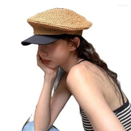 Berets Autumn Ins Trend Hollow Design Women Girls Casual Patchwork Beret French Artist Hats Female Painter Octagonal Cap