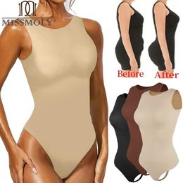 Waist Tummy Shaper MISSMOLY Bodysuits Sexy Sleeveless Scoop Neck Shapewear Thong for womens Waist Trainer Tanks Tops Slim Tummy Control Body Shaper 230921