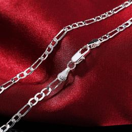 Chains 925 Sterling Silver 16/18/20/22/24/26/28/30 Inch 4mm Sideways Necklace For Women Men Fashion Wedding Party Jewellery