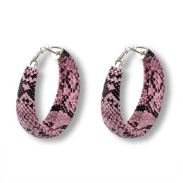 Stud Dayoff Big Pu Snake Skin Pattern Hoop Earrings for Womens Korea Fake Leather Circle Statement Earings Women Jewelry 230922