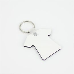 Whole 100pcs DIY MDF Double Blank T-shirt Key Chain Sublimation Wood Key Ring For Heat Press Transfer Jewlery Po Gift1166i