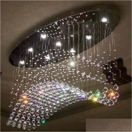 Chandeliers M Nice Design D 100% Oval Crystal Wave Lamp Lustre Led Home L800Xw200Xh600Mm Modern Lighting Drop Delivery Lights Indoor Dhw9N