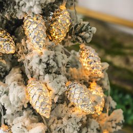 Christmas Decorations 1.5M 10Led Pine Cone Fairy Lights Decoration 2024 Xmas Tree Decor Light String Ornaments Year Garland Noel Navidad 230923