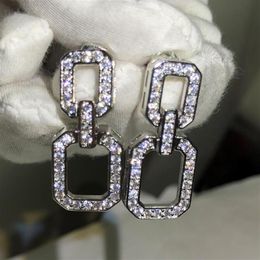 Long geometry designer Earrings stud for women Geometric Rectangle Simple Dangle Earings with CZ Diamond Stone Bling Crystal elega192v