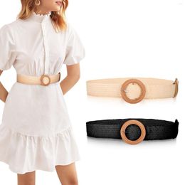 Belts 2Pcs Women Woven Waistband With Pin Buckle Casual Adjustable Stretch Knitting Cummerbund Wide Dress Accessories