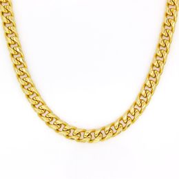 Real 10k Yellow Gold Filled Miami Cuban Chain Necklace 24 Inch Custom Box Lock Men 10mm width 5mm Thickness Heavy225f