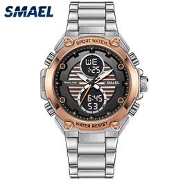 SMAEL Watch Men Digital Alloy Watch Gold Big Dial Sport Luxury Brand Clock Men 30M Waterproof1372 Men Electronic Watch Mechanism291b