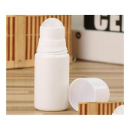 Packing Bottles Wholesale 30Ml 50Ml 100Ml White Plastic Roll On Bottle Refillable Deodorant Essential Oil Per Diy Personal Cosmetic Dhj92