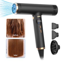 Hair Dryers 110000RPM HighSpeed Dryer Brushless Motor Strong Wind Ionic Blow LED Display Screen Hairdryer Low Noise 230922
