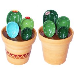 Other Bakeware Ceramic Cactus Measuring Spoons with Holder Set Baking for Home Kitchen Cooking Sugar Salt Add 2023 230922